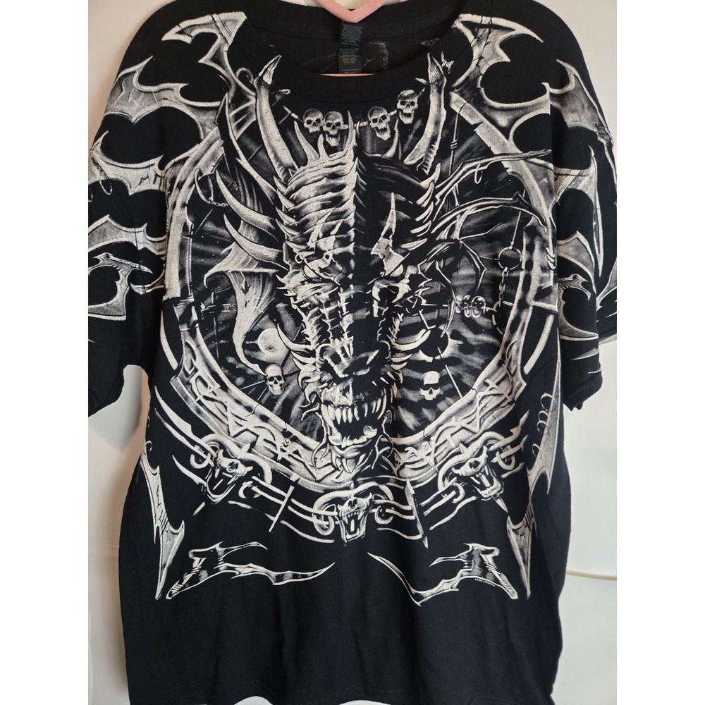 Boot Liquid Blue Dragon Shirt All Over Print Large Y2k Style Nwot Desdstock Aop